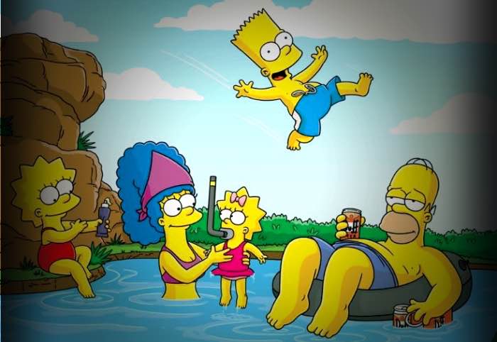 famiglia Simpson fa il bagno in una pozza