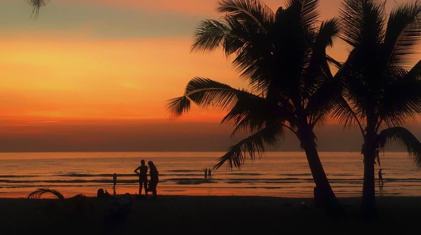 tramonto; spiaggia; palme; koh kood;
